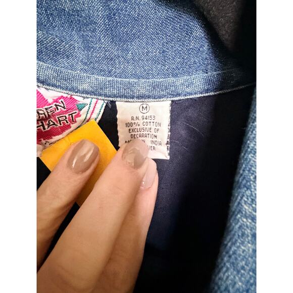 Karen Hart Patchwork Tapestry Denim Jacket Embroidered Mixed Boho vintage Coat - Picture 5 of 8